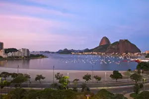 Brazil, Rio De Janeiro, Botafogo, View of Botafogo bay and Sugar Loaf mountain
