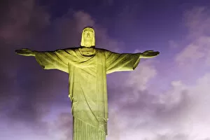 Images Dated 29th July 2010: Brazil, Rio De Janeiro, Cosme Velho, Christ The Redeemer Statue at atop Cocovado at night