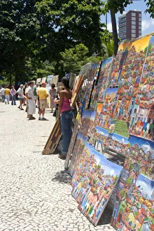 Brazil, Rio de Janeiro State, Rio de Janeiro city, paintings for sale in the Sunday