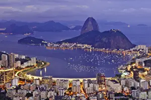 Brazil, Rio de Janeiro, Sugar Loaf and Morro de Urca in Botafogo Bay in Rio de Janeiro