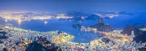 Nightime Prints: Brazil, Rio de Janeiro, View of Sugarloaf and Rio de Janeiro City