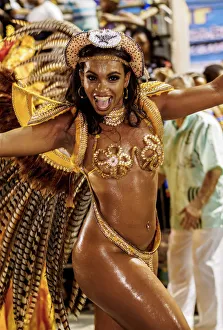 Brazil, State of Rio de Janeiro, City of Rio de Janeiro, Samba Dancer in the Carnival