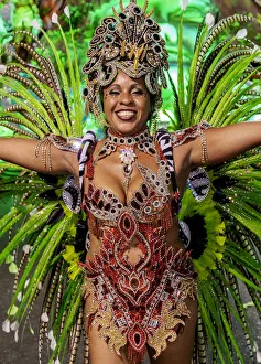 Brazil, State of Rio de Janeiro, City of Rio de Janeiro, Samba Dancer in the Carnival