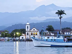 Parati Prints: Brazil, State of Rio de Janeiro, Paraty, Twilight view of the town