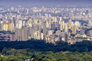 Images Dated 27th June 2017: Brazil, view of Sao Paulo city skyline from the forest of the Serra da Cantareira