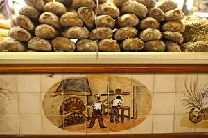 Bread in a bakery in La Boqueria Market, Barcelona, Spain