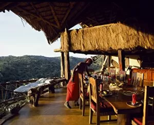 Laikipia Collection: Breakfast laid in the open-fronted dining room at Sabuk