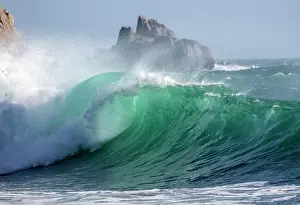 Breaking Wave Prints: Breaking wave, Porthcurno Beach, Cornwall, England