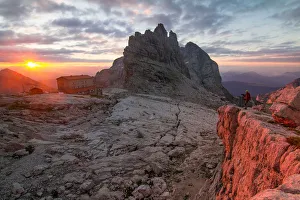 Brenta Dolomites at sunrise from Pedrotti mountain hut. Dolomites, Trentino Alto Adige Brenta Dolomites at sunrise from Pedrotti mountain hut. Dolomites, Trentino Alto Adige