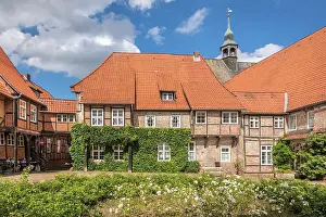Brick Gothic Prints: Brick building from the 15th and 16th centuries in the monastery courtyard of Lune Monastery