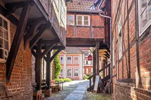 Brick Gothic Prints: Brick building from the 15th and 16th centuries in the monastery courtyard of Lune Monastery