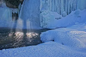 Manitoulin Island Prints: Bridal Veil Falls in winter. Manitoulin Island. Kagawong, Ontario, Canada