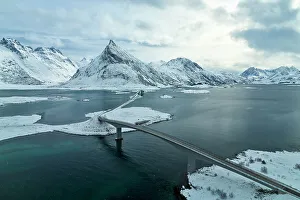 Norge Prints: Bridge connecting Fredvang at Ramberg, Lofoten island, Norway