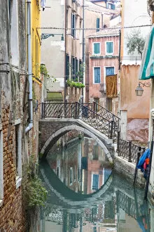 Images Dated 17th March 2020: A bridge crosses a small canal, Castello, Venice; veneto; Italy