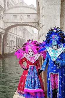 Bridge Of Sighs Prints: Bridge of Sighs, Ponte dei Sospiri, Carneval Costumes Castello, Veneto, Venice, Italy