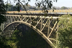 Zambezi Gallery: Bridge over Zambezi River between Zambia and Zimbabwe, Victoria Falls, Zimbabwe, Africa