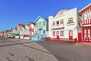 Striped Prints: Brightly painted beach homes, Costa Nova do Prado, Aveiro, Portugal
