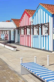 Striped Prints: Brightly painted beach homes, Costa Nova do Prado, Aveiro, Portugal