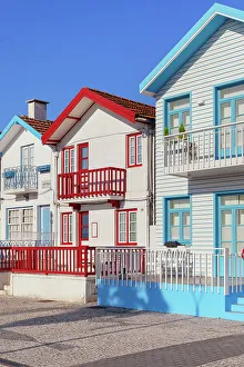 Striped Prints: Brightly painted beach homes, Costa Nova do Prado, Aveiro, Portugal