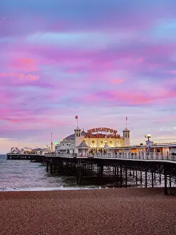 Images Dated 28th November 2022: Brighton Palace Pier at dusk, City of Brighton and Hove, East Sussex, England, United Kingdom