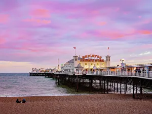 Trending: Brighton Palace Pier at dusk, City of Brighton and Hove, East Sussex, England, United Kingdom