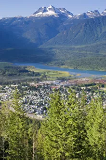Brisitsh Columbia, Canada. Aerial view of downtown Revelstoke British Columbia Canada