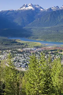 Brisitsh Columbia, Canada. Aerial view of downtown Revelstoke British Columbia Canada