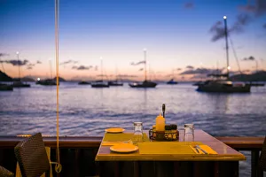 British Virgin Islands, Tortola, Cane Garden Bay, Cane Garden Bay Beach, sunset view