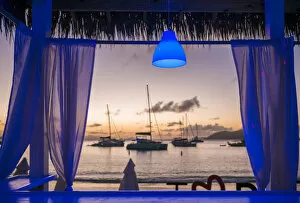 Images Dated 30th October 2017: British Virgin Islands, Tortola, Cane Garden Bay, Cane Garden Bay Beach, sunset view