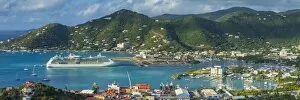 Images Dated 6th February 2017: British Virgin Islands, Tortola, Road Town, elevated town view with cruiseship