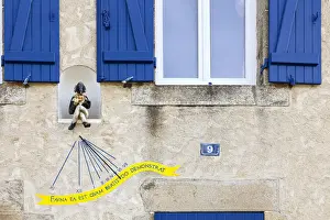 Brittany, France, Auray. Brittany architectural details, sundial Auray village