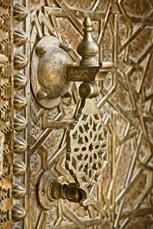 Entrance Prints: Detail on bronze doorway, Royal Palace, Fez-el-Jedid, Fez, Morocco
