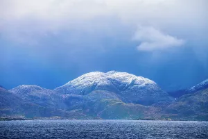 Rain Prints: Brooding clouds over the isalnds in the Strait, Strait of Magellan, Patagonia, Chile