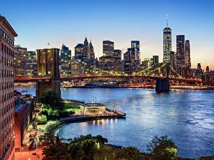 Brooklyn Bridge Prints: Brooklyn Bridge and Manhattan New York City, New York, USA