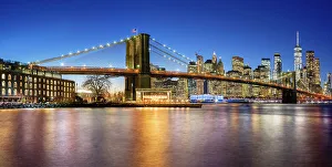 Brooklyn Bridge Prints: Brooklyn Bridge and Manhattan Skyline with Freedom Tower