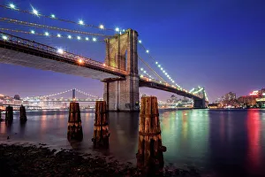 Brooklyn Bridge Prints: Brooklyn Bridge and Manhtattan Bridges, Manhattan New York City, New York, USA