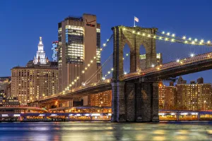 Brooklyn Bridge at night, Manhattan, New York, USA