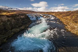 Suourland Prints: Bruararfoss waterfall at sunrise, Brekkuskogur, Suðurland, Iceland, Northern europe