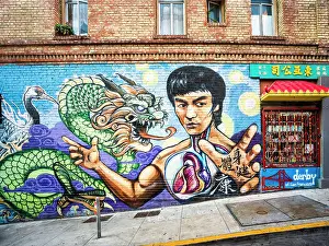 San Francisco Prints: Bruce Lee mural, China Town, San Francisco, California, USA