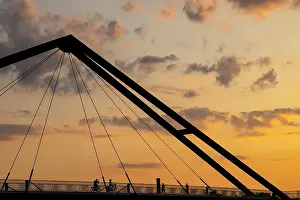 Dusseldorf Prints: Brucke am Mediahafen, Dusseldorf, North Rhine-Westphalia, Germany