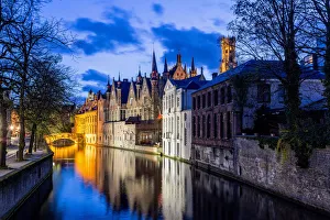 Brugge Prints: Bruges by night, Belgium