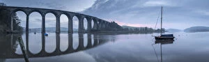 Railway Gallery: Brunels St Germans Viaduct at dawn, St German s, Cornwall, England. Spring (March) 2021