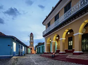 Villa De La Santisima Trinidad Prints: Brunet Palace and San Francisco Convent Church Tower at dusk, Trinidad