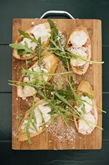 Images Dated 19th July 2017: Bruschetta on wooden board, Kotor, Bay of Kotor, Montenegro