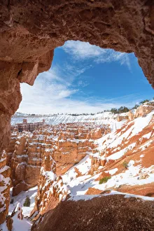 Red Rocks Prints: Bryce Canyon National Park framed in a rock window, Tropic, Utah, USA