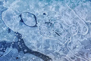 Abstract Image Prints: Bubbles trapped in frozen surface of pond, Thornton, Ontario, Canada