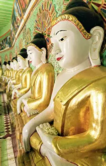 Sagaing Region Prints: Buddha effigies, Umin Thonze Pagoda
