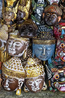 Souvenirs Prints: Buddha heads in a souvenir market, Bali, Indonesia