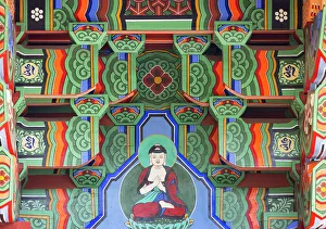 Busan Prints: Buddha image on roof at Okryeonseonwon Temple, Busan, South Korea