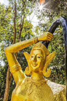 Gold Gallery: Buddha statue in a buddhist temple high in the mountains in Pai, Mae Hong Son province